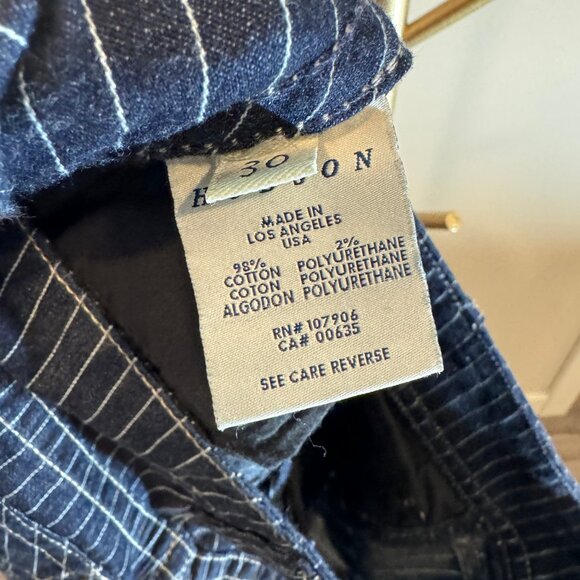 Hudson Low Rise Straight Leg Jean Raw Hem in Striped Dark Wash Womens 30x28 - Picture 6 of 7